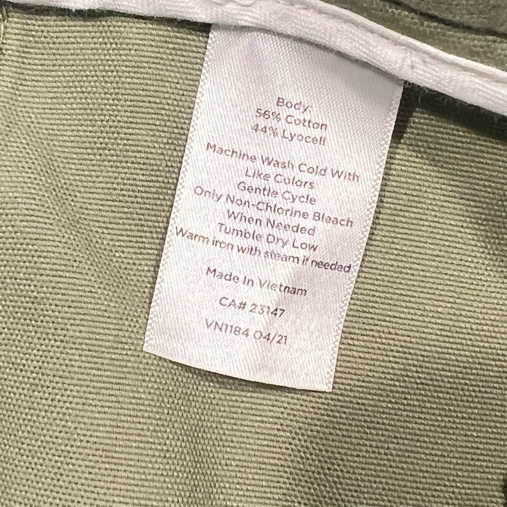 Talbots Slim‎ Cargo Pants Canvas Cotton Elastic Waist Green Size 8P Petite 30x25 - Picture 10 of 13